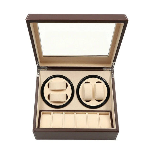 Exorel – Automatic Watch Winder Display Box with 4 Winding Slots and 6 Storage Slots