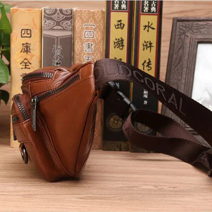 Exorel – Men’s Genuine Cowhide Leather Waist Bag with Adjustable Strap