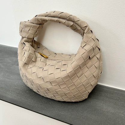 Exorel – Women’s Mini Suede Shoulder Bag with Woven Knot Design