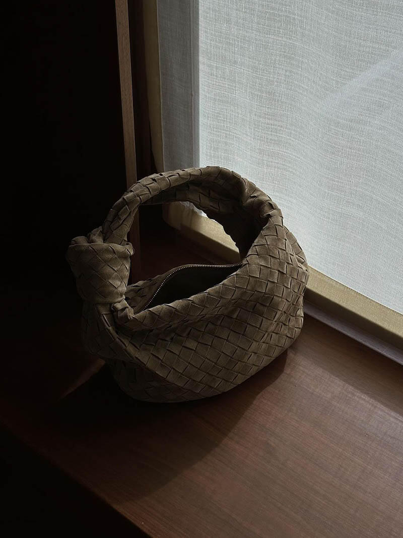 Exorel – Women’s Mini Suede Shoulder Bag with Woven Knot Design