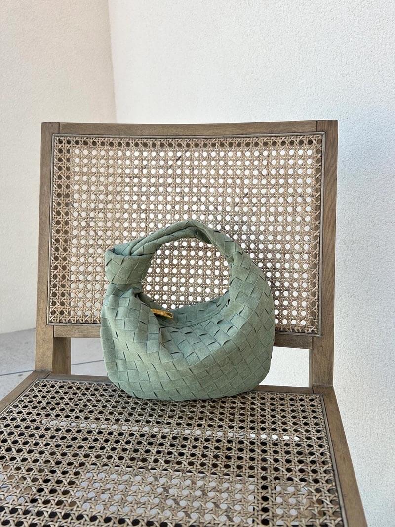 Exorel – Women’s Mini Suede Shoulder Bag with Woven Knot Design