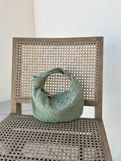 Exorel – Women’s Mini Suede Shoulder Bag with Woven Knot Design