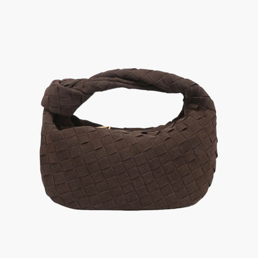 Exorel – Women’s Mini Suede Shoulder Bag with Woven Knot Design
