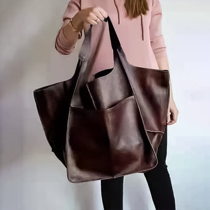 Exorel – Women’s Oversized PU Leather Weekender Bag with Multiple Carry Options